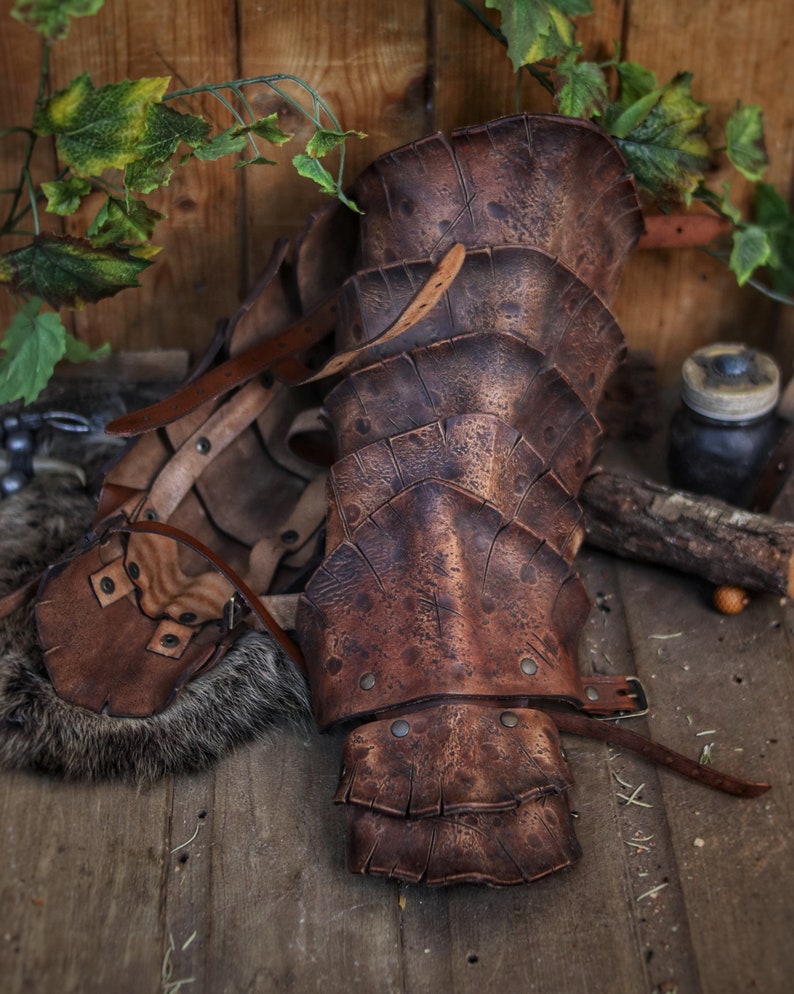 Dragon Scale Greaves for Viking Leg Armor for LARP Wasteland Cosplay Barbarian Shin Guards Fantasy Warrior Costume Post Apocalyptic Leg Gear