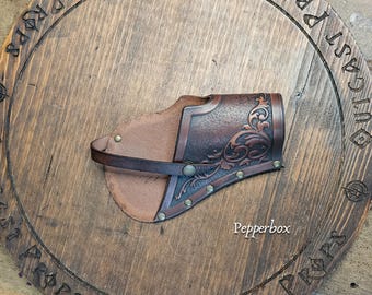 Funda de cuero adornada para disfraz de pirata mosquetero LARP, feria renacentista, cosplay, cinturón Steampunk, accesorio