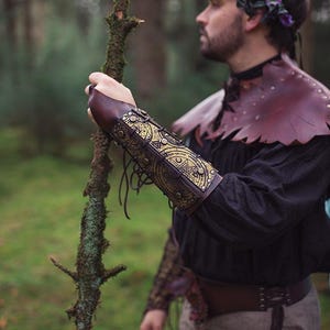 Leather Bracers Larp Armor Warlock Larp Witch Hunter Demon Hunter Bracers Armor Leather Armor Cosplay Medieval image 13