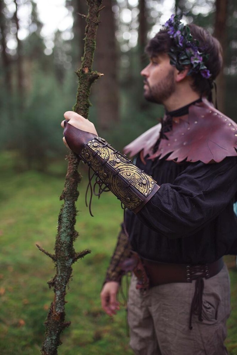 Leather Bracers Larp Armor Warlock Larp Witch Hunter Demon Hunter Bracers Armor Leather Armor Cosplay Medieval image 13