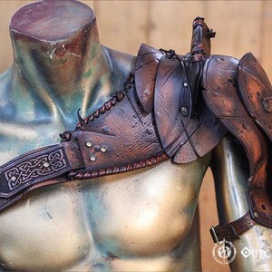 Barbarian Viking Leather Pauldron with haute armor set larp armor viking shoulder piece men post apocalyptic cosplay
