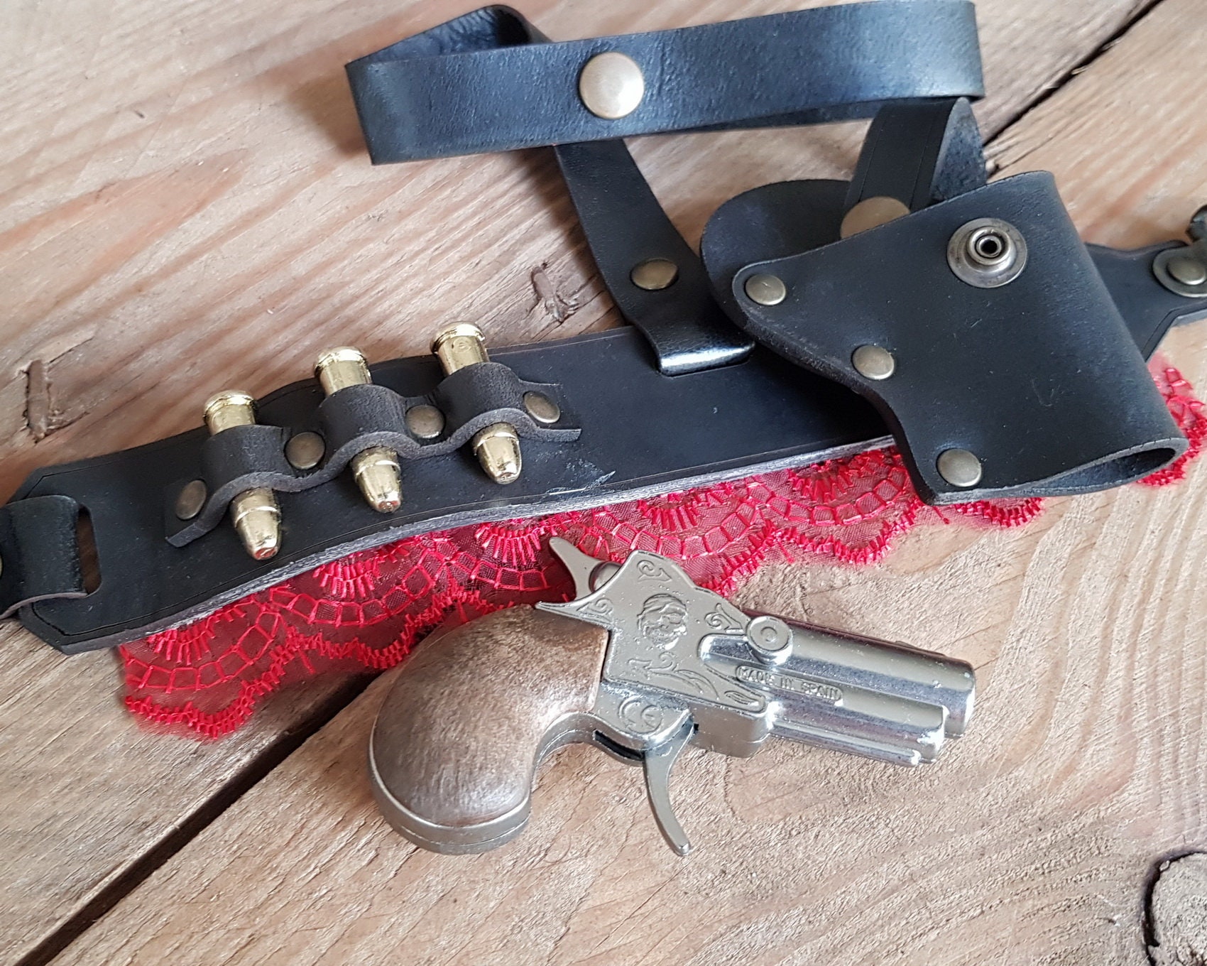 Garter With Small Gun In Holster Adult Black Garter With Small Gun In Holster Adult Black