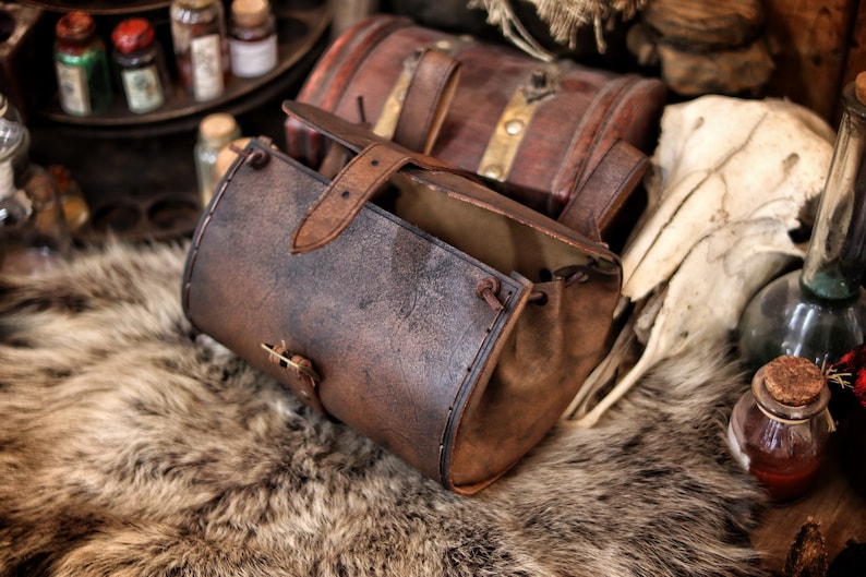 Aged Leather Hip Bag Belt Bag for Larp Medieval Purse Etsy