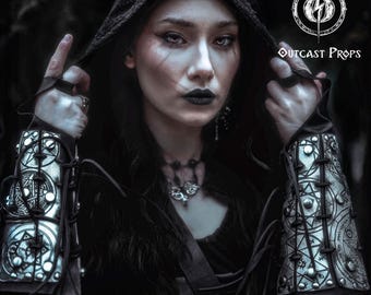 Leather Bracers Larp Armor Warlock Larp Witch Hunter Demon Hunter Bracers Armor Leather Armor Cosplay Medieval