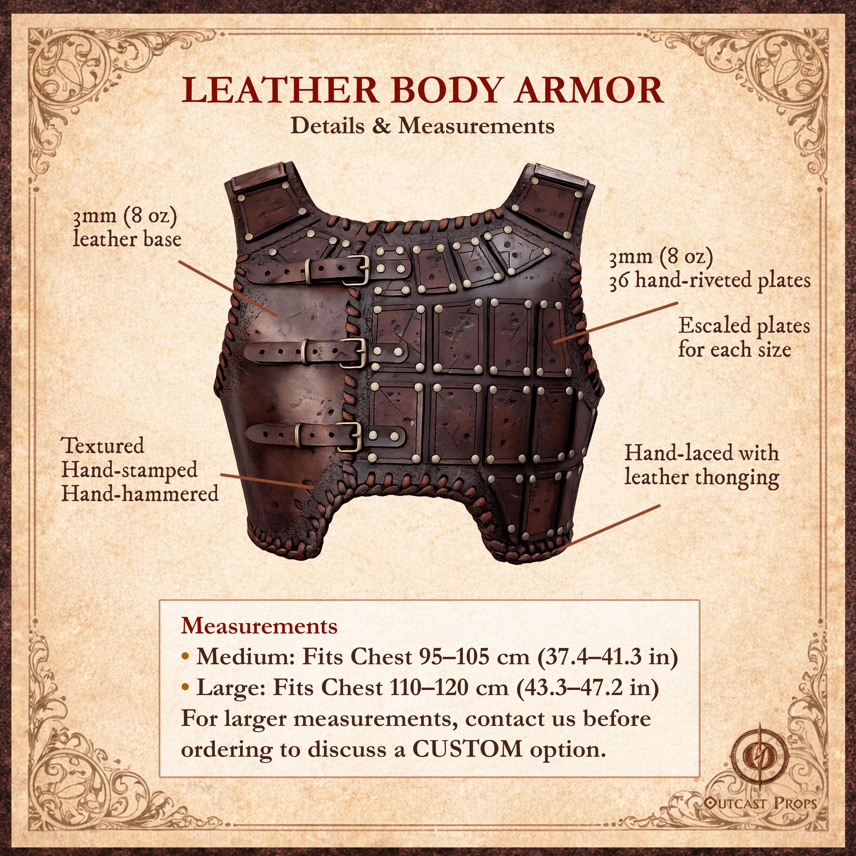 バーバリアンレザーアーマーコスチューム、バイキングチェストアーマー