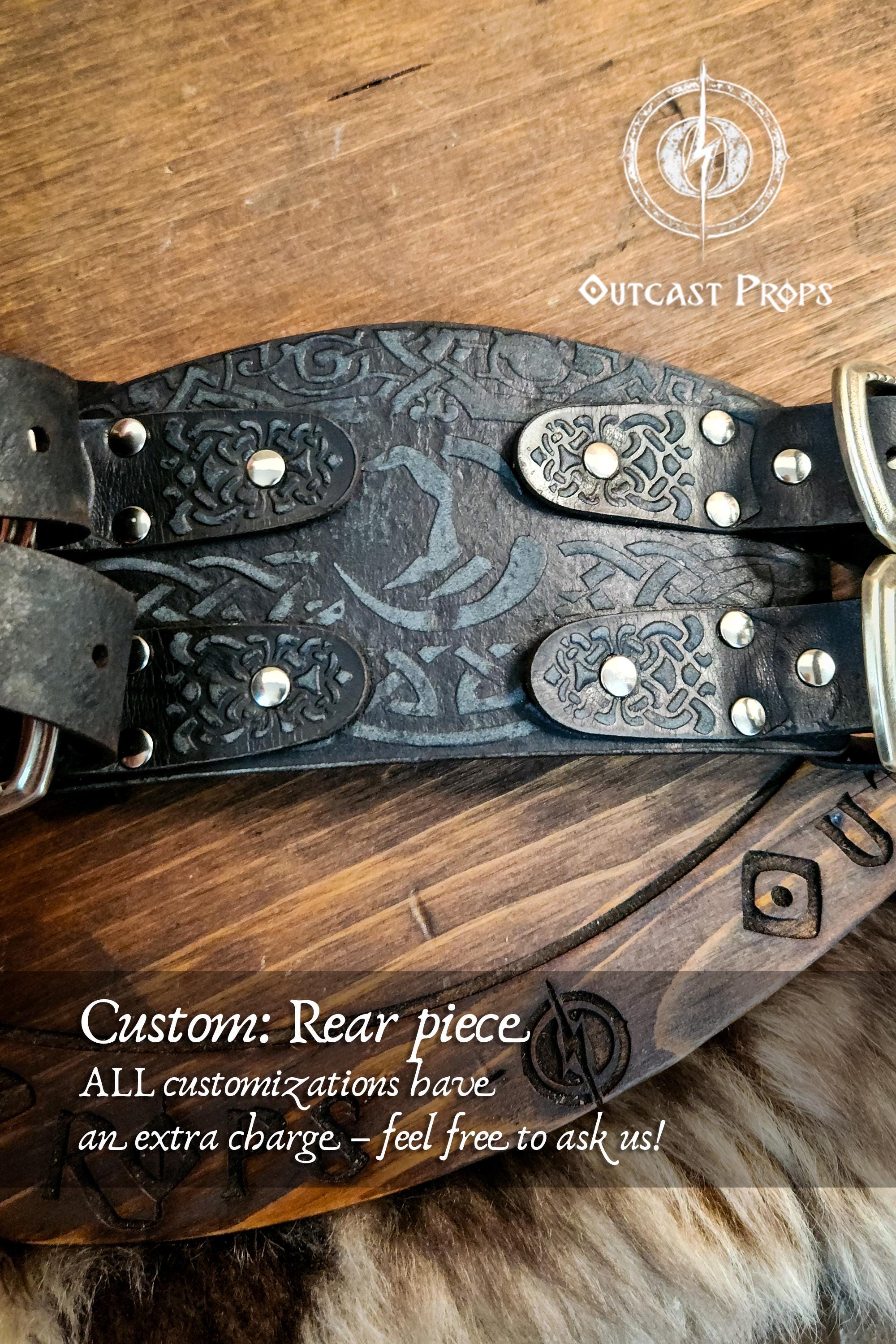 Leather Viking Wide Belt Valknut Custom Centerpiece Medieval LARP