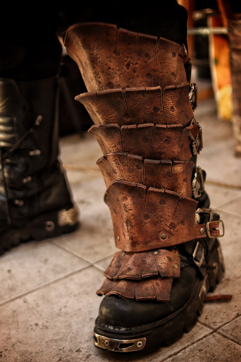 Dragon Scale Greaves for Viking Leg Armor for LARP Wasteland Cosplay Barbarian Shin Guards Fantasy Warrior Costume Post Apocalyptic Leg Gear