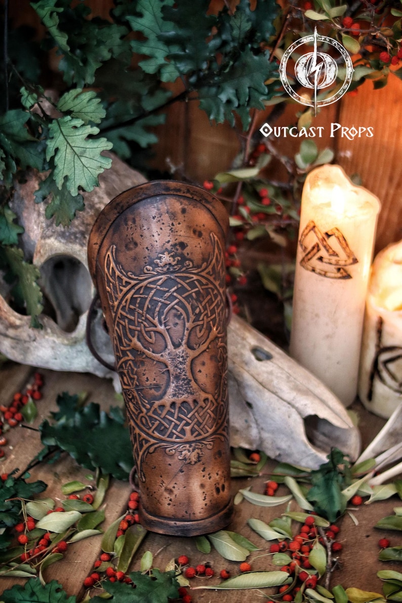 yggdrasil leather bracer viking bracers archery arm guard leather arm guard viking armor for larp viking costume leather armor