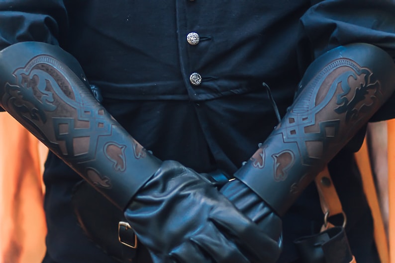 Celtic Horses Engraved Leather Vambrace for Larps or Cosplay. Etsy