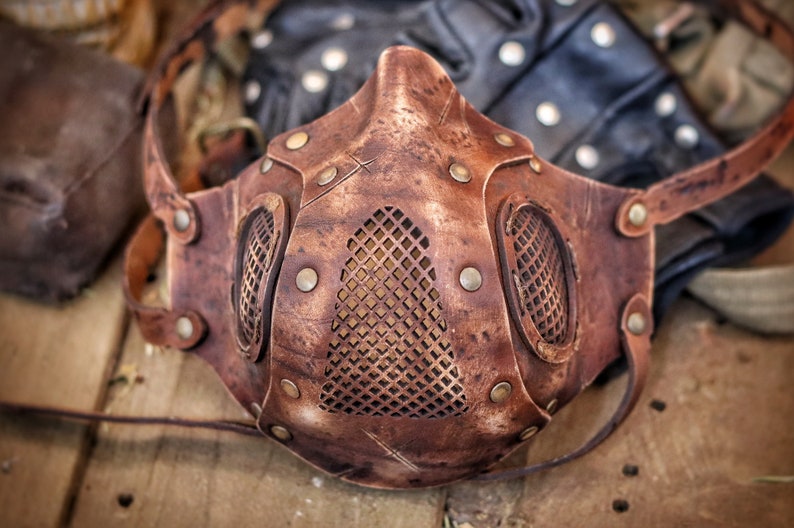 Rage Leather Face Mask with filter pocket ready for use with disposable face masks, Paper towel or filter changeable insert washable mask