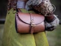 Leather hip bag, belt bag for larp,  medieval purse steampunk, cosplay or fantasy costume. Wide Viking, celtic, elven or dwarf bag product logo