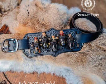 LARP錬金術師ベルト用レザーポーションボトルホルダー、ルネッサンス