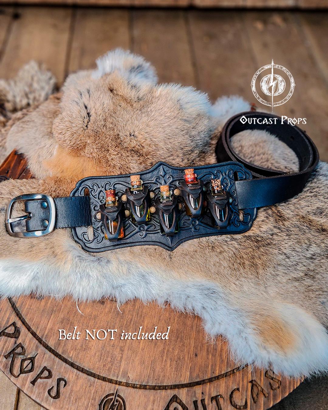 お*か様 スチームパンク　ペットボトルホルダー　革　スチパン LARP錬金術師ベルト用レザーポーションボトルホルダー、ルネッサンス