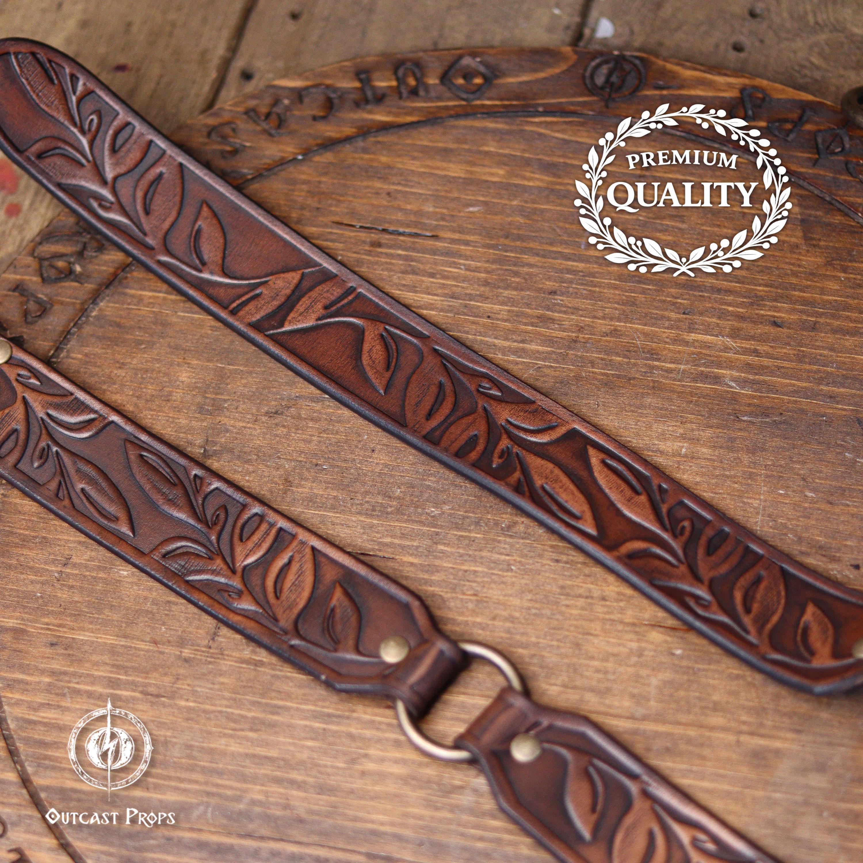 Handcrafted Floral Leather Belt With O Rings for Fantasy 