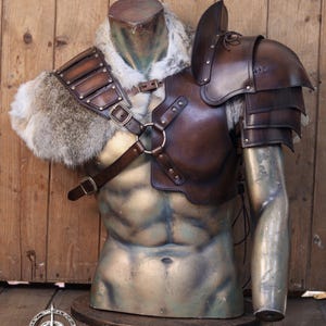 Viking Leather Armor Leather Armor Men Viking Armor Men Leather Pauldron Leather Shoulder Armor Barbarian Armor LARP Armor Cosplay