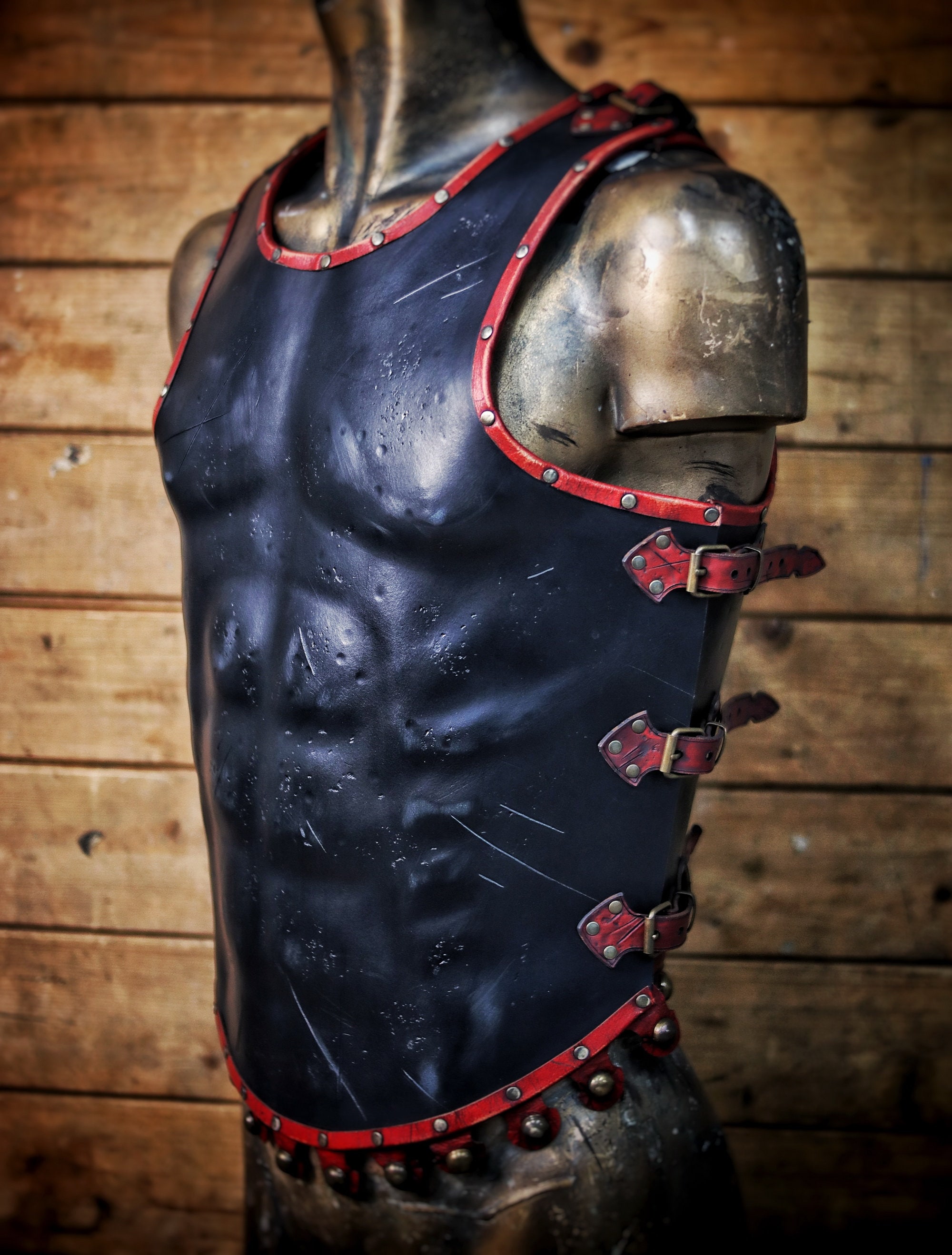 Real Roman Samurai Goth Leather Body Armour Cuirass LARP Most Sizes Available Real Roman Samurai Goth Leather Body Armour Cuirass LARP Most Sizes Available