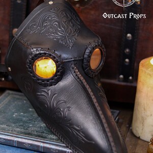 Plague Doctor Mask with Floral Engraved Leather - Steampunk Gothic Costume Accessory for LARP & Cosplay
