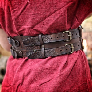Viking Valknut Broadbelt Engraved Wide Leather Celtic Belt Premium ...