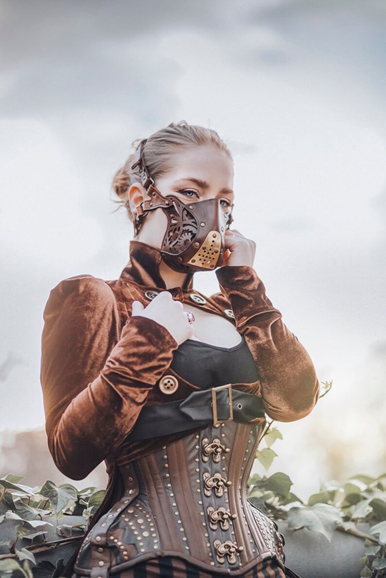 Leather face mask Steampunk Mask leather diesel punk wasteland burning man respirator Dystopian armor larp