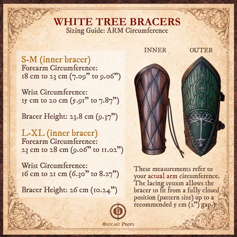 White Tree Leather Bracers Medieval Armor Ranger Cosplay Costume Warrior Vambrace Larp Gear Viking Leather Armor Guard Forest Ranger