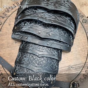 Handcrafted Viking Leather Shoulder Armor - Celtic Engraved Nordic Pauldrons for LARP & Cosplay