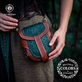 Medieval leather bag Celtic pouch viking belt bag larp fantasy leather purse renaissance festival costume bag elven crossbody phone holder product logo