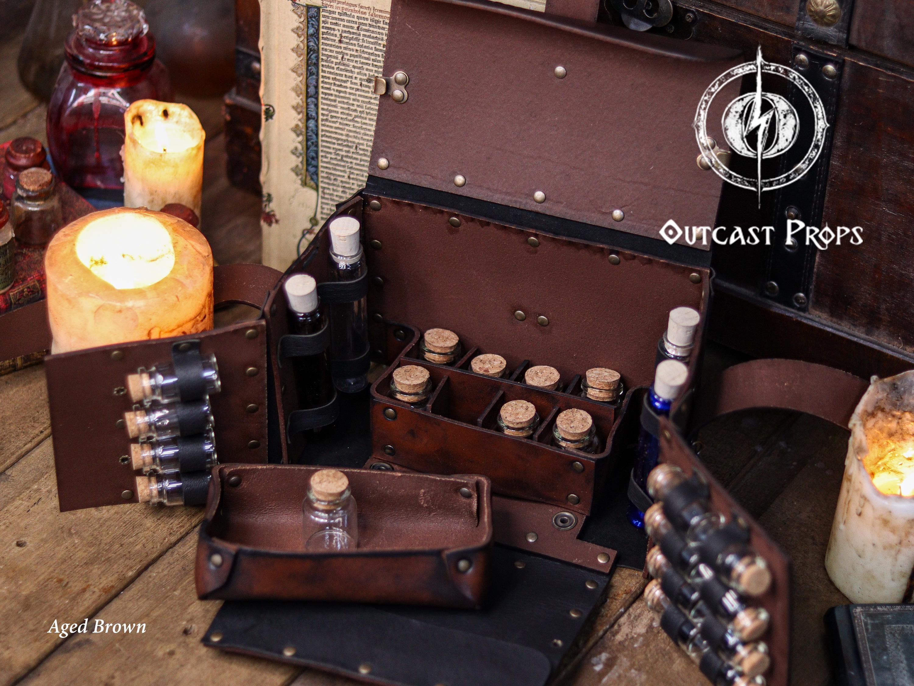 Alchemist Leather Larp Bag Potion Set for Steampunk Alchemist