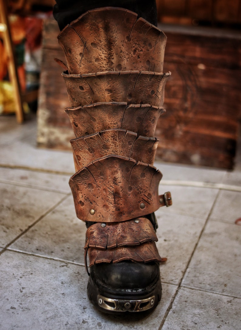 Dragon Scale Greaves for Viking Leg Armor for LARP Wasteland Cosplay Barbarian Shin Guards Fantasy Warrior Costume Post Apocalyptic Leg Gear