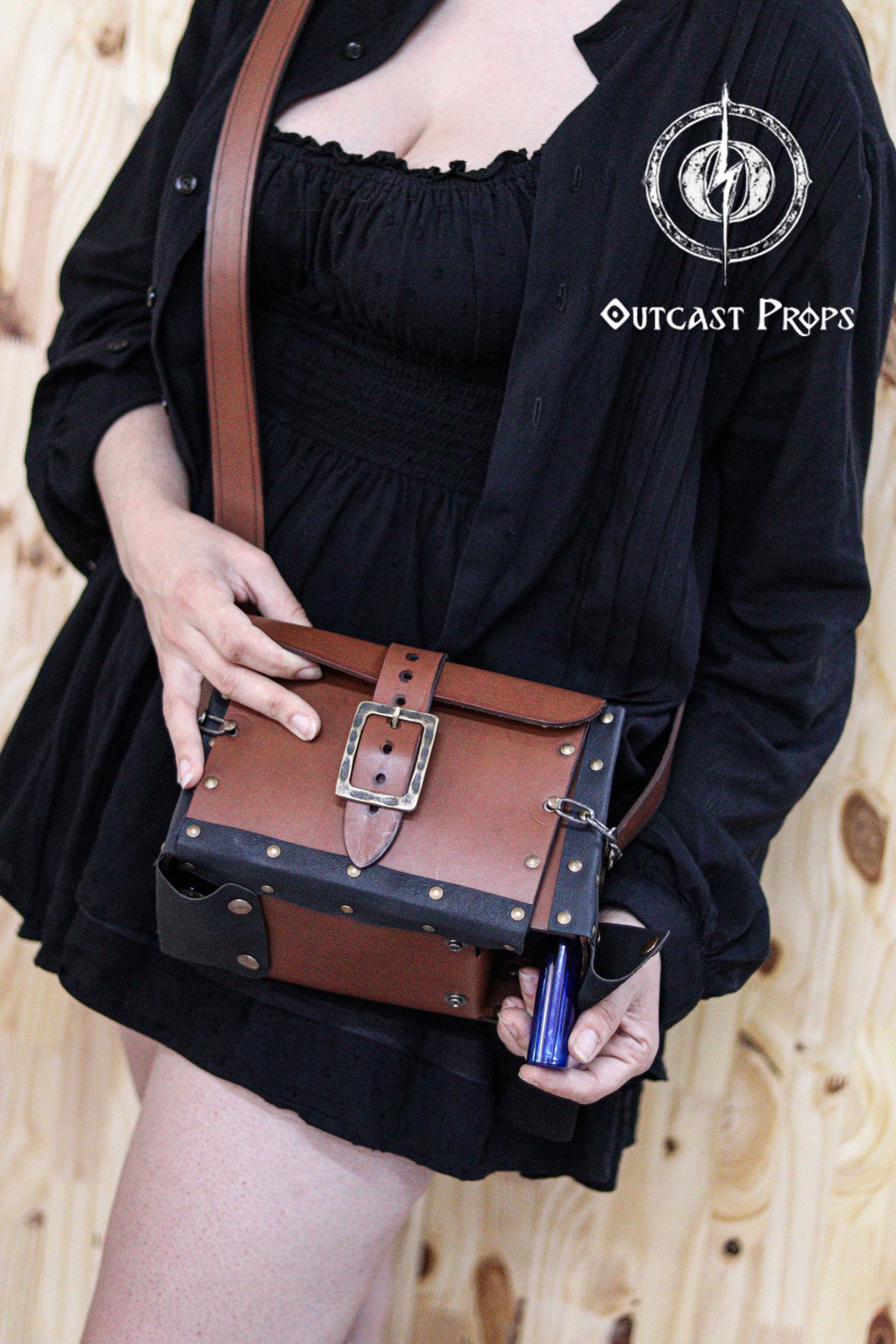 Alchemist Leather Larp Bag Potion Set for Steampunk Alchemist