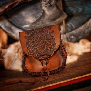 Viking Leather Bag Dragon Coin Pouch Belt Bag for Larp - Etsy