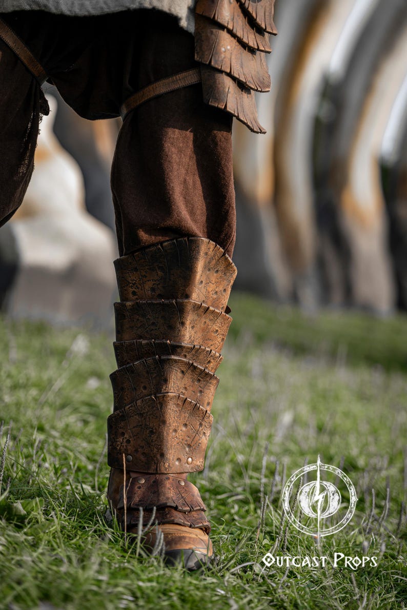 Dragon Scale Greaves for Viking Leg Armor for LARP Wasteland Cosplay Barbarian Shin Guards Fantasy Warrior Costume Post Apocalyptic Leg Gear