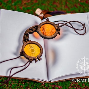 Steampunk goggles eyewear alchemist larp glasses steampunk accessories medieval glasses wood goggles fantasy costume gear set prop