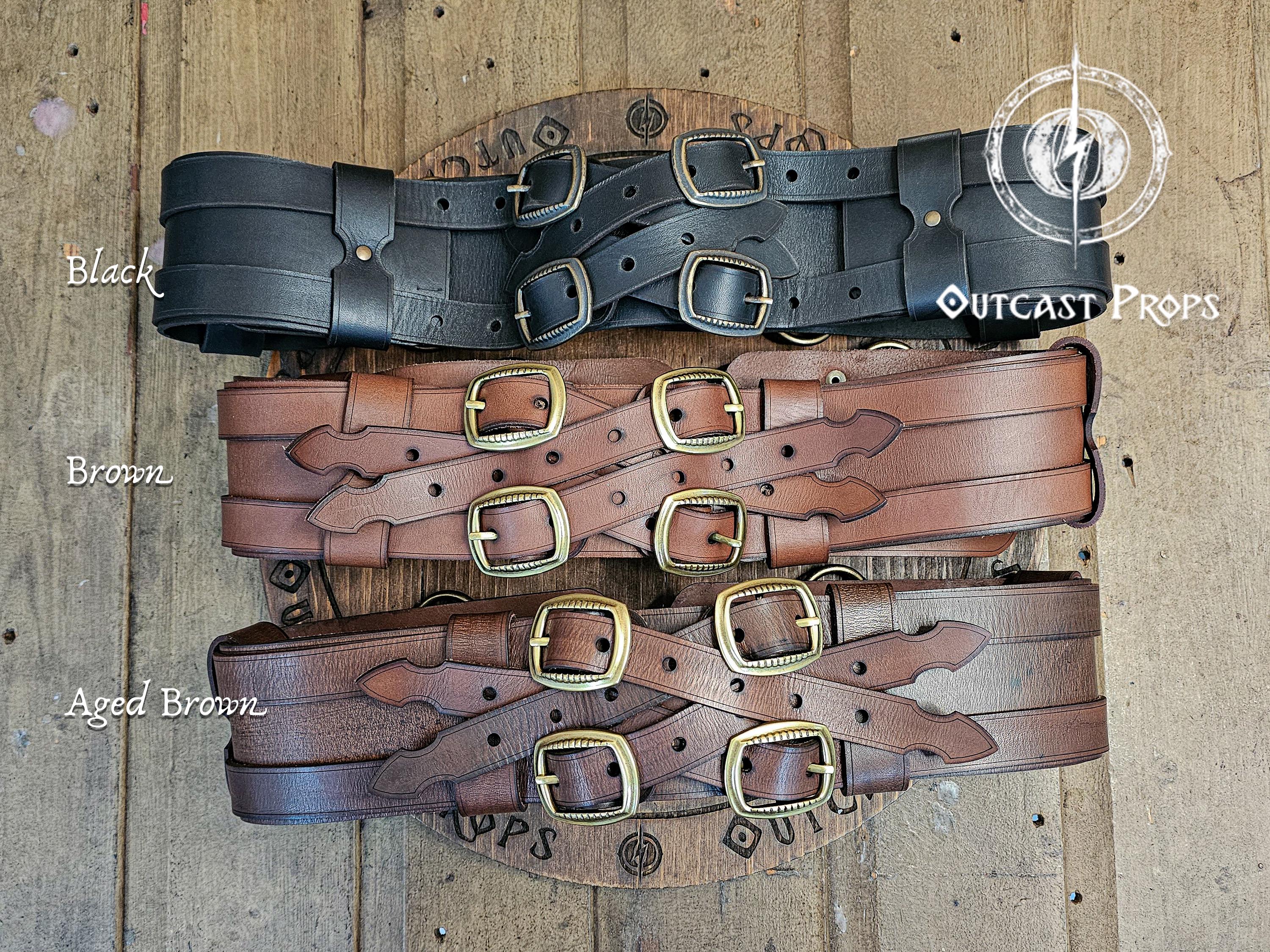 LARP用冒険者レザーベルト 海賊ベルト 錬金術師ベルト 中世ベルト