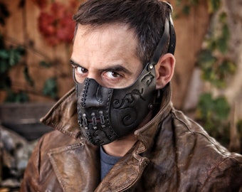 Leren Death Wizard-masker Handgemaakt masker voor duistere magiërs, heksen en krachtige tovenaars met ingewikkelde details en metallic afwerking