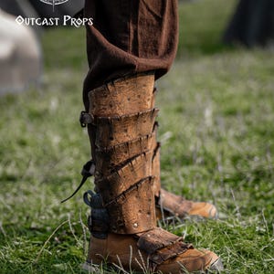 Dragon Scale Greaves for Viking Leg Armor for LARP Wasteland Cosplay Barbarian Shin Guards Fantasy Warrior Costume Post Apocalyptic Leg Gear