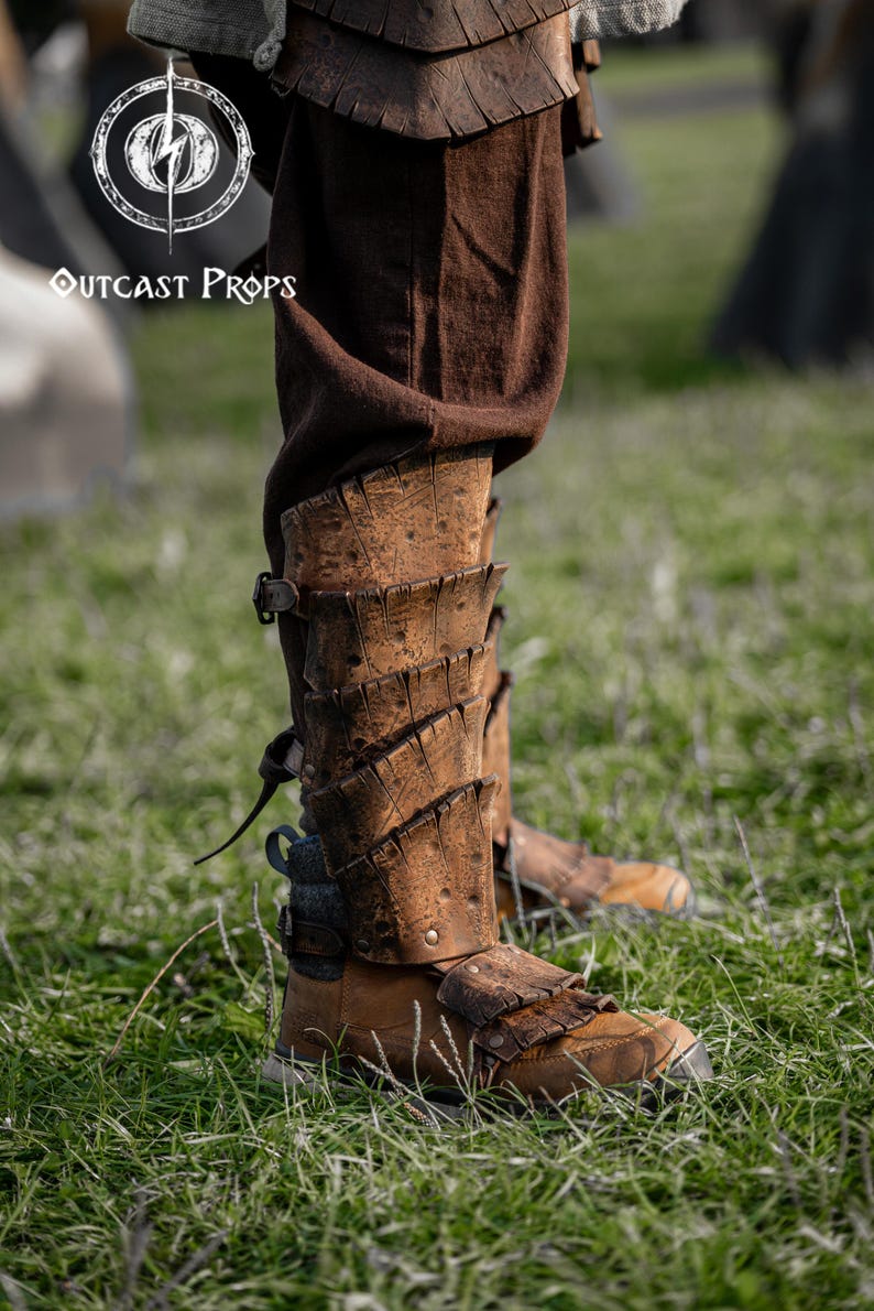 Dragon Scale Greaves for Viking Leg Armor for LARP Wasteland Cosplay Barbarian Shin Guards Fantasy Warrior Costume Post Apocalyptic Leg Gear