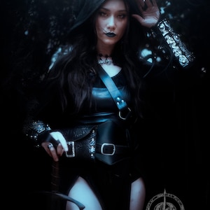 Leather Bracers Larp Armor Warlock Larp Witch Hunter Demon Hunter Bracers Armor Leather Armor Cosplay Medieval image 16