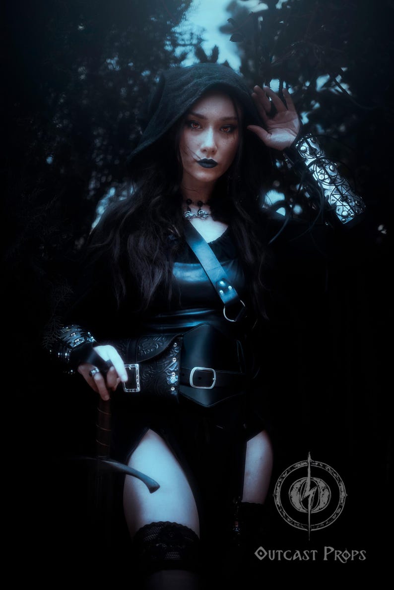 Leather Bracers Larp Armor Warlock Larp Witch Hunter Demon Hunter Bracers Armor Leather Armor Cosplay Medieval image 16