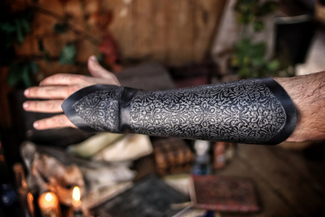 Long Leather Bracers: Enoch Spellbound Sleeve With Dark Mark Style for ...