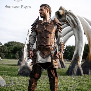 Dragon Scale Greaves for Viking Leg Armor for LARP Wasteland Cosplay Barbarian Shin Guards Fantasy Warrior Costume Post Apocalyptic Leg Gear