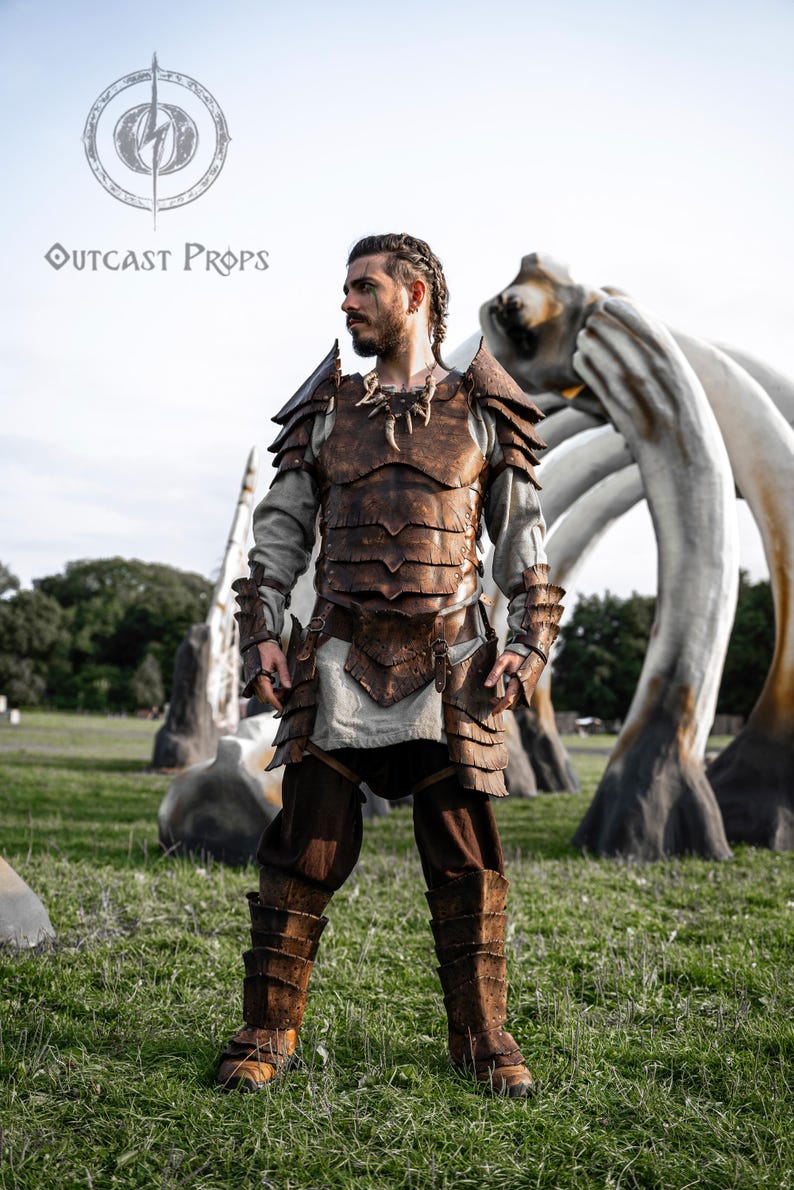 Dragon Scale Greaves for Viking Leg Armor for LARP Wasteland Cosplay Barbarian Shin Guards Fantasy Warrior Costume Post Apocalyptic Leg Gear
