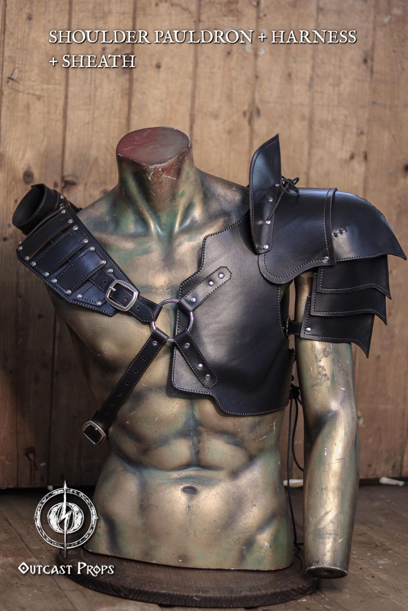 Viking Leather Armor Leather Armor Men Viking Armor Men Leather Pauldron Leather Shoulder Armor Barbarian Armor LARP Armor Cosplay