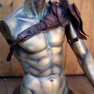 Barbarian Viking Leather Pauldron with haute armor set larp armor viking shoulder piece men post apocalyptic cosplay