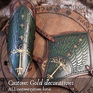 White tree leather bracers fantasy ranger armor LARP bracers medieval cosplay accessory elven warrior costume gear embossed vambraces