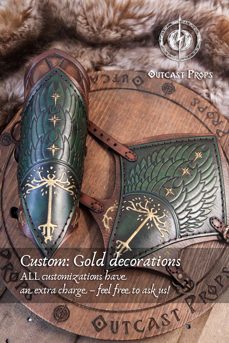 White tree leather bracers fantasy ranger armor LARP bracers medieval cosplay accessory elven warrior costume gear embossed vambraces