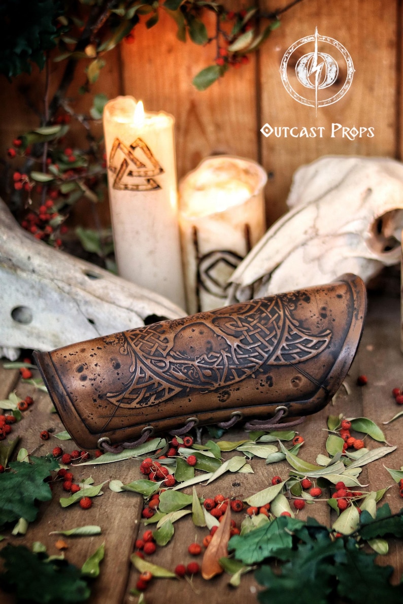 yggdrasil leather bracer viking bracers archery arm guard leather arm guard viking armor for larp viking costume leather armor