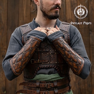 Falken leather bracers for noble costume LARP outfit medieval fantasy accessories for Ren Faire cosplay arm guards for knight character gear