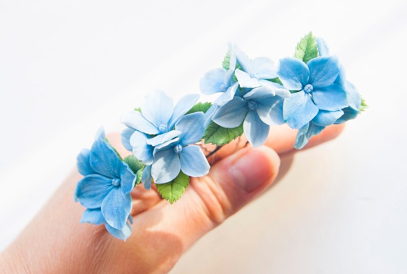 Set of 2 bridal hair pins with hydrangea Something blue Etsy