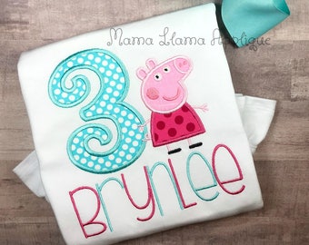 Peppa Pig Birthday Shirt, Girl's Birthday Shirt, Toddler Birthday Shirt, Peppa Pig Shirt, Birthday Shirt, Peppa Pig Birthday Party