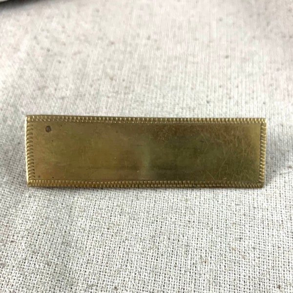 Antique Bar Pin marked N. Stafford Maker, 66 Fulton St NY, 2 1/2" x 3/4", gold tone base metal, maybe filled, open C closure